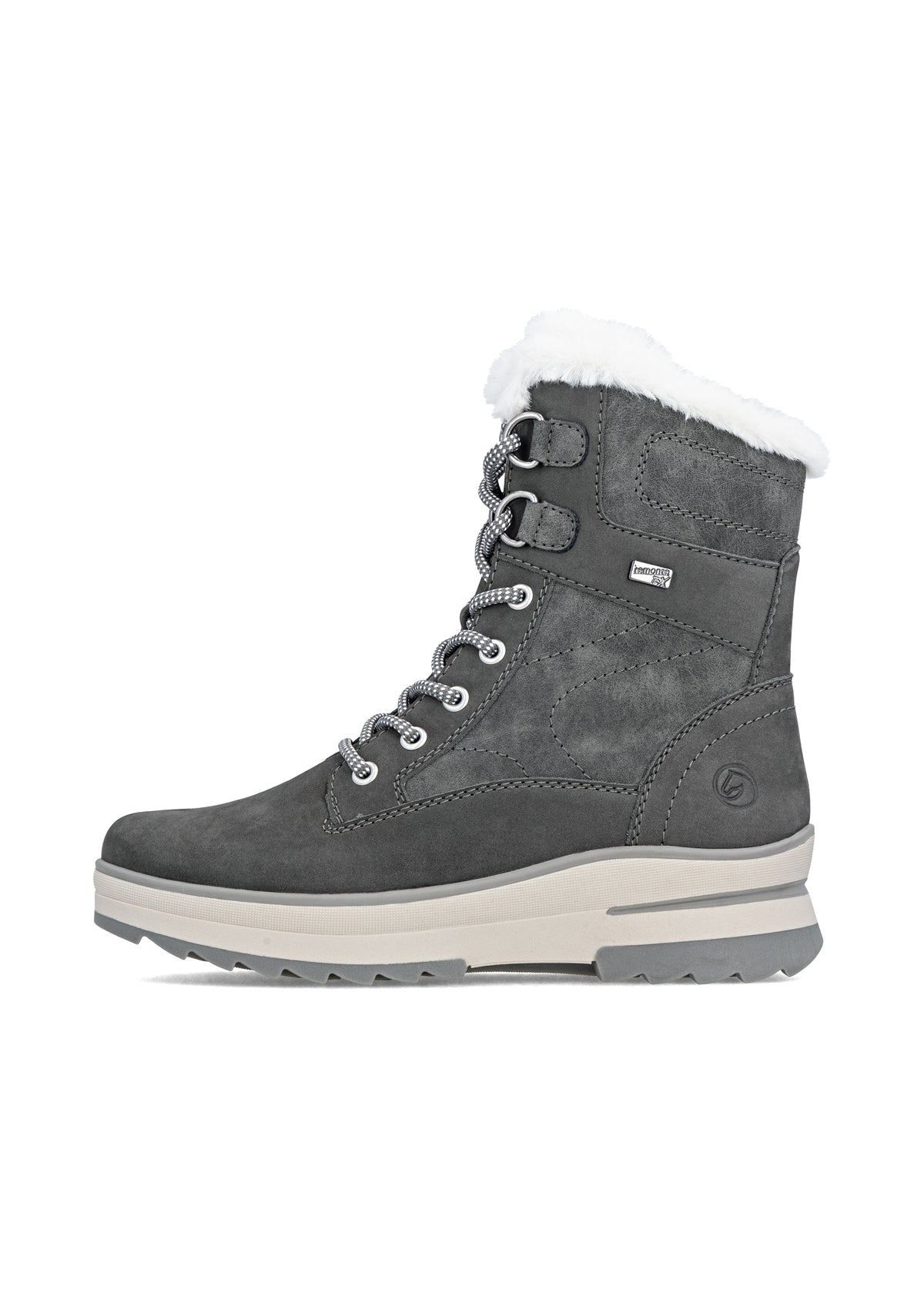 Winter boots with friction sole - gray leather, Remonte-TEX