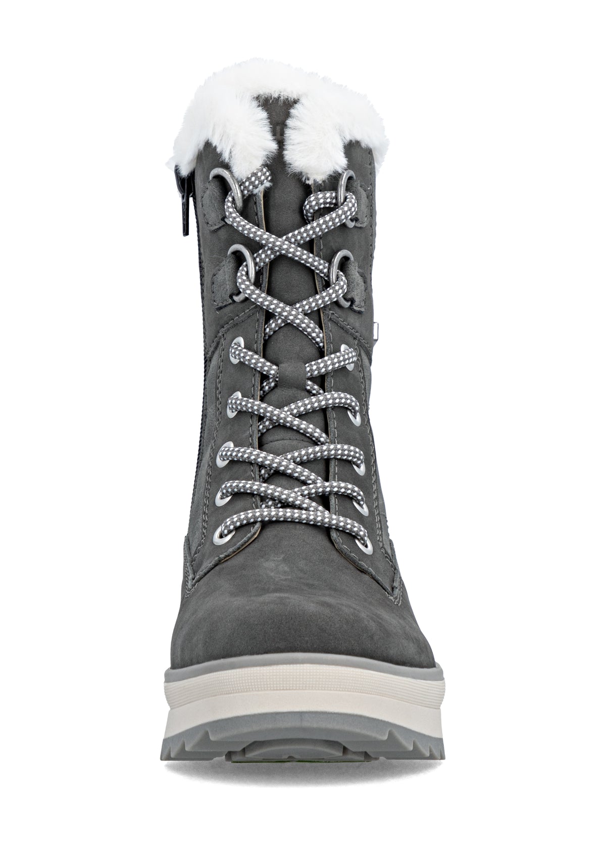 Winter boots with friction sole - gray leather, Remonte-TEX