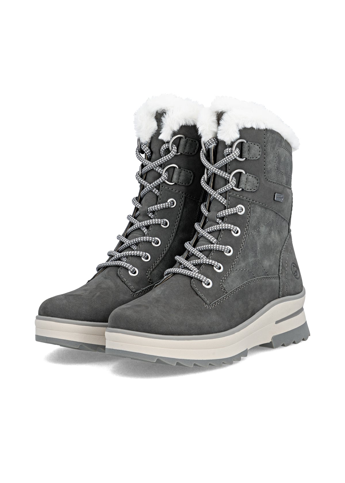 Winter boots with friction sole - gray leather, Remonte-TEX