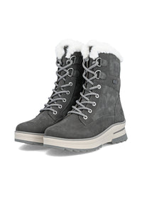 Winter boots with friction sole - gray leather, Remonte-TEX