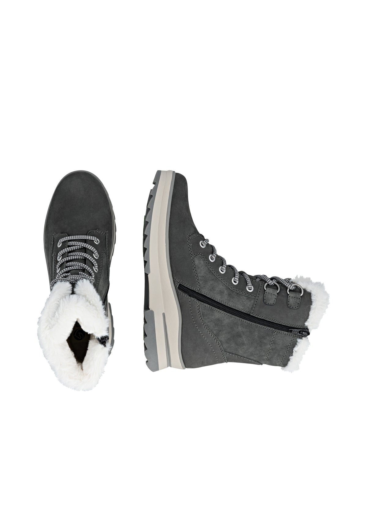 Winter boots with friction sole - gray leather, Remonte-TEX