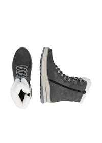 Winter boots with friction sole - gray leather, Remonte-TEX