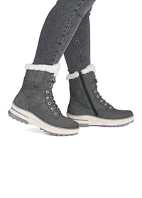 Winter boots with friction sole - gray leather, Remonte-TEX