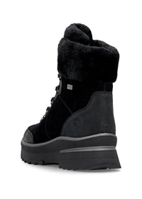 Lace-up winter ankle boots with grip sole - black leather, Remonte-TEX