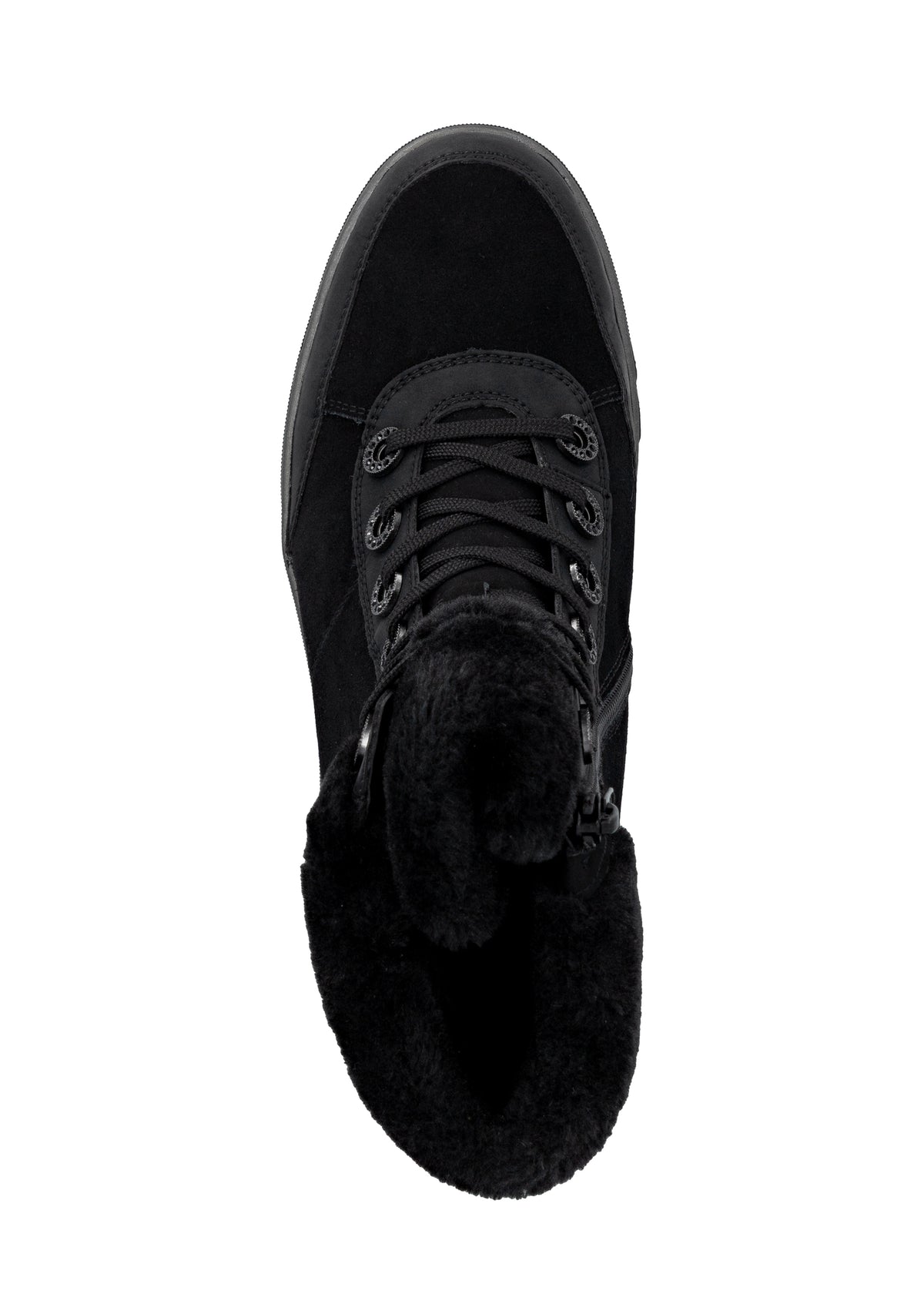 Lace-up winter ankle boots with grip sole - black leather, Remonte-TEX