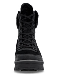 Lace-up winter ankle boots with grip sole - black leather, Remonte-TEX