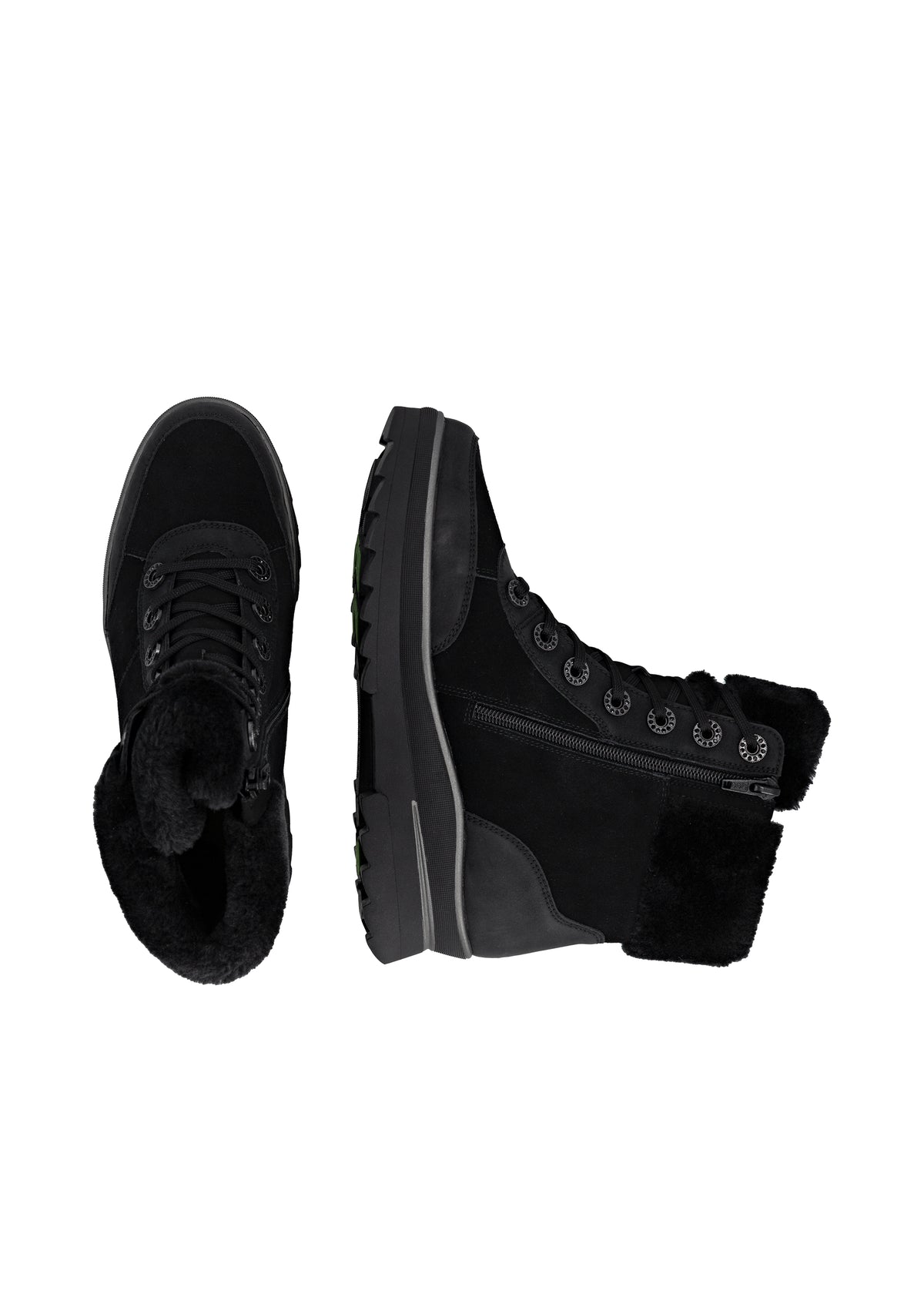 Lace-up winter ankle boots with grip sole - black leather, Remonte-TEX