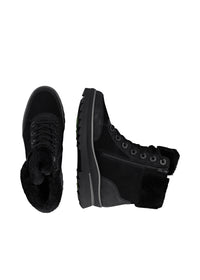 Lace-up winter ankle boots with grip sole - black leather, Remonte-TEX