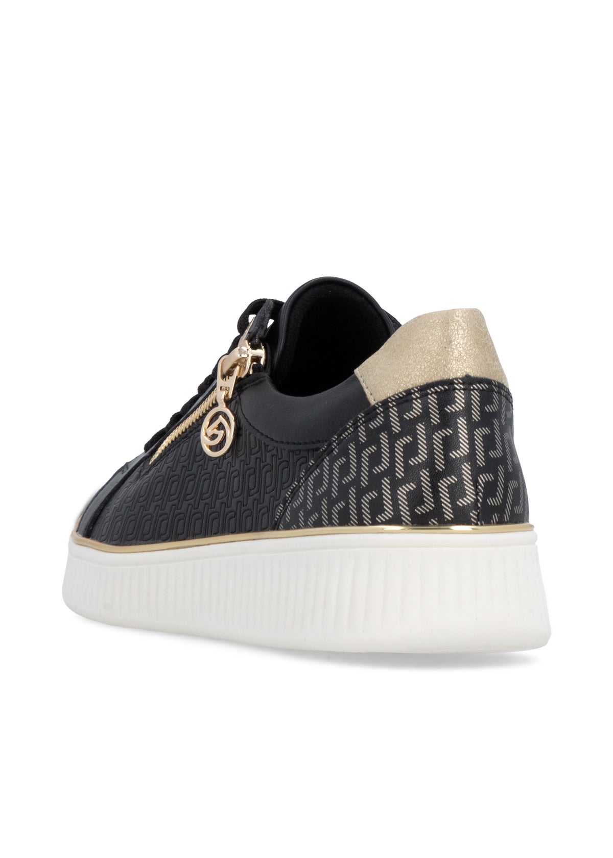 Tennarit - musta nahka, kultaiset yksityiskohdat, valkoinen pohja