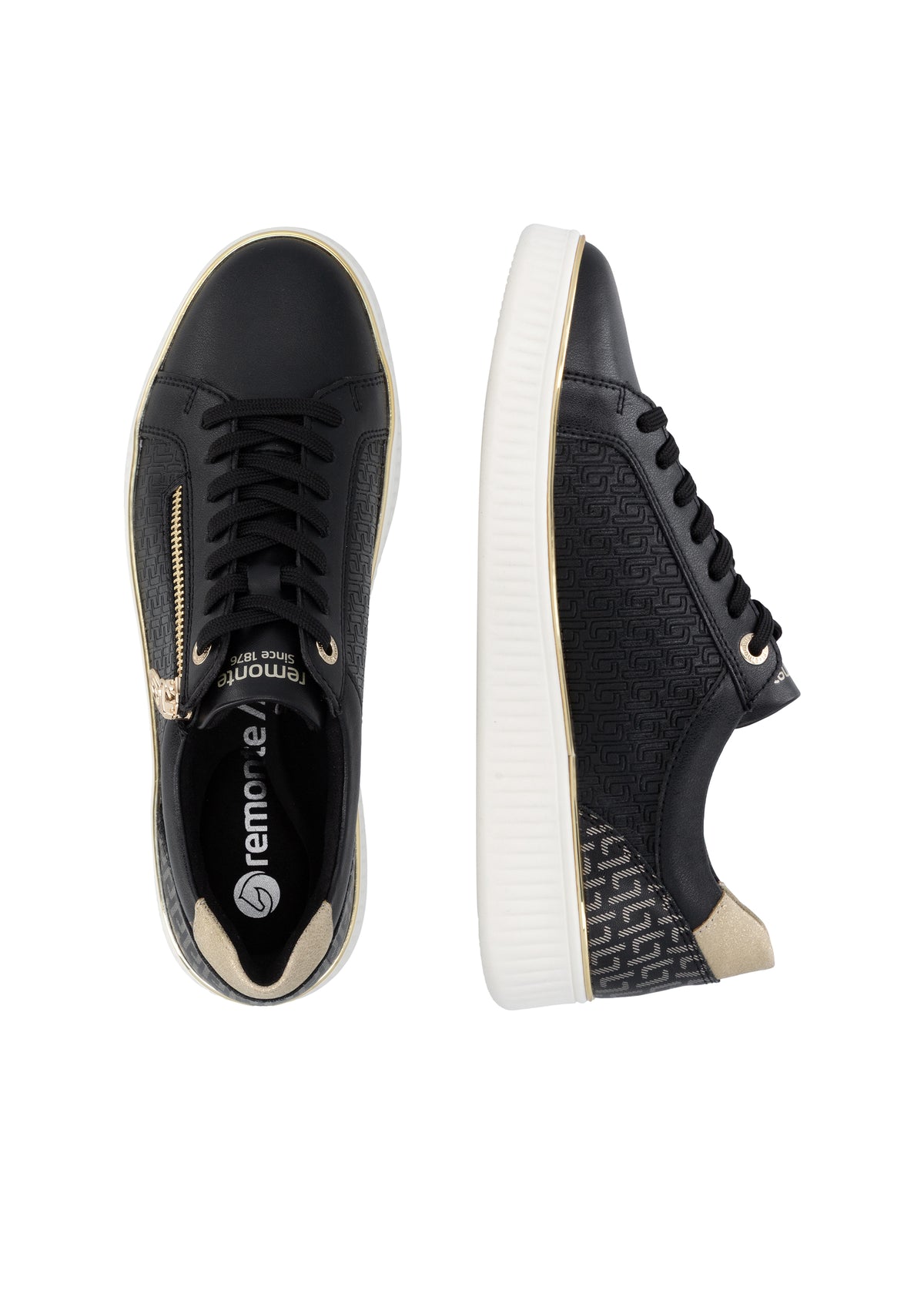 Tennarit - musta nahka, kultaiset yksityiskohdat, valkoinen pohja