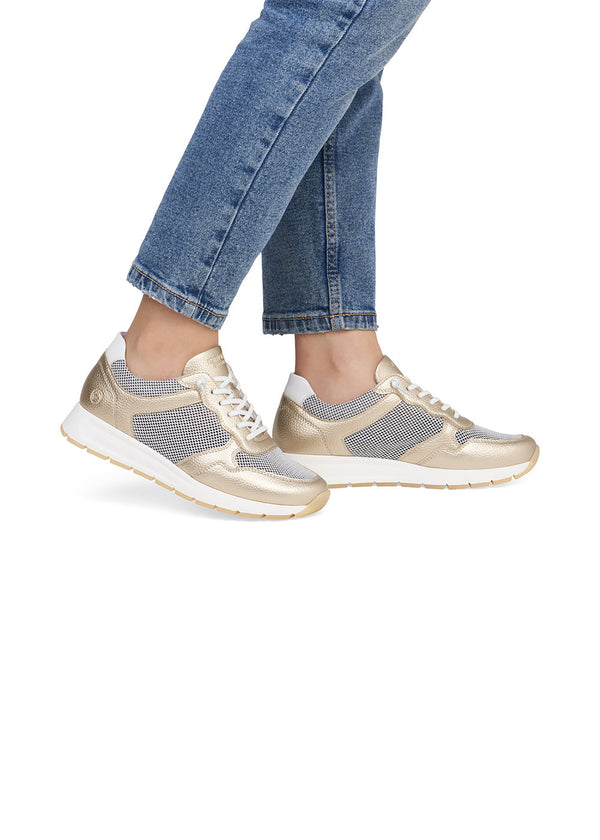 Tennarit kiilapohjalla - kultainen nahka, verkkokangas, joustonauhat