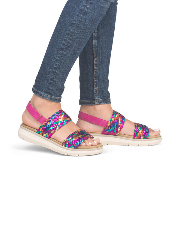 Sandals - pink, colorful braided straps