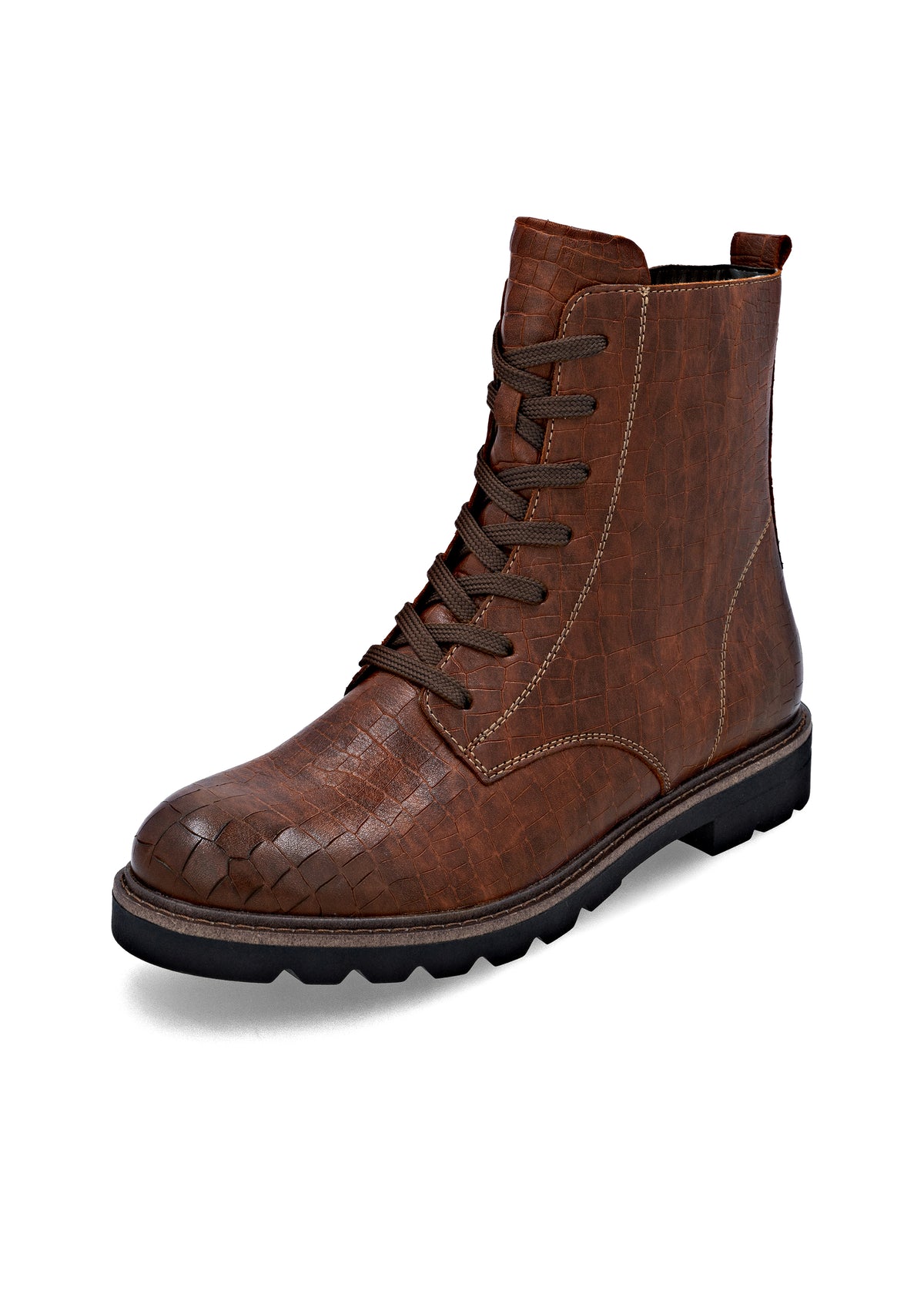 Nauhalliset nilkkurit - ruskea pintakuvioitu nahka