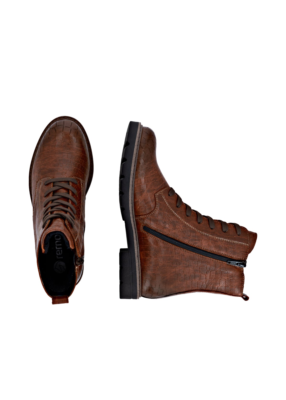 Nauhalliset nilkkurit - ruskea pintakuvioitu nahka