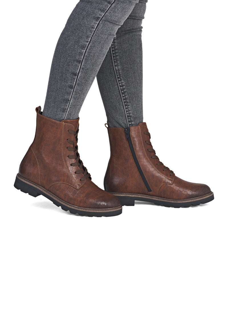 Nauhalliset nilkkurit - ruskea pintakuvioitu nahka