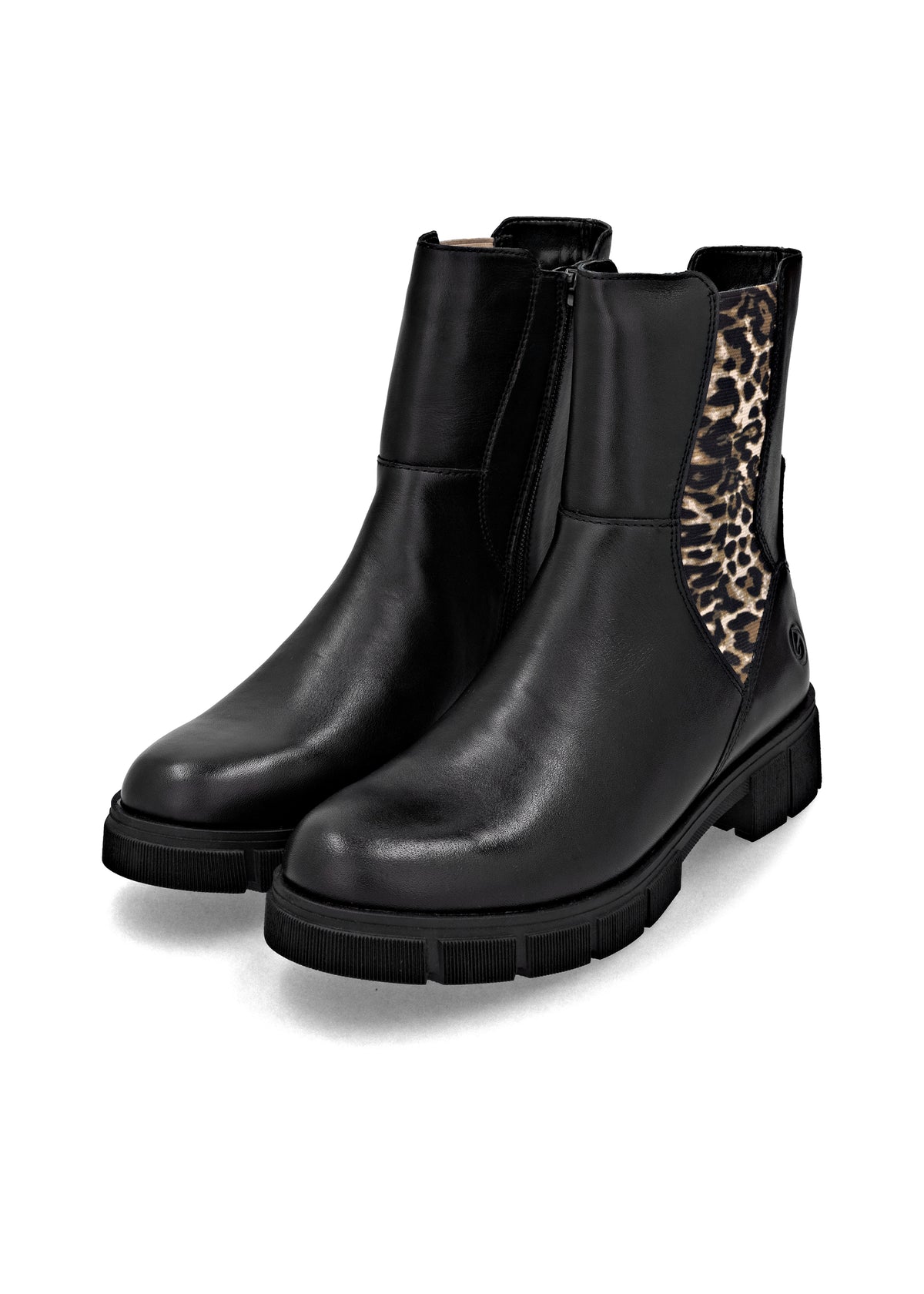 Chelseanilkkurit maiharipohjalla - musta nahka, leopardikuvio