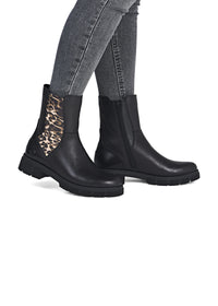 Chelseanilkkurit maiharipohjalla - musta nahka, leopardikuvio