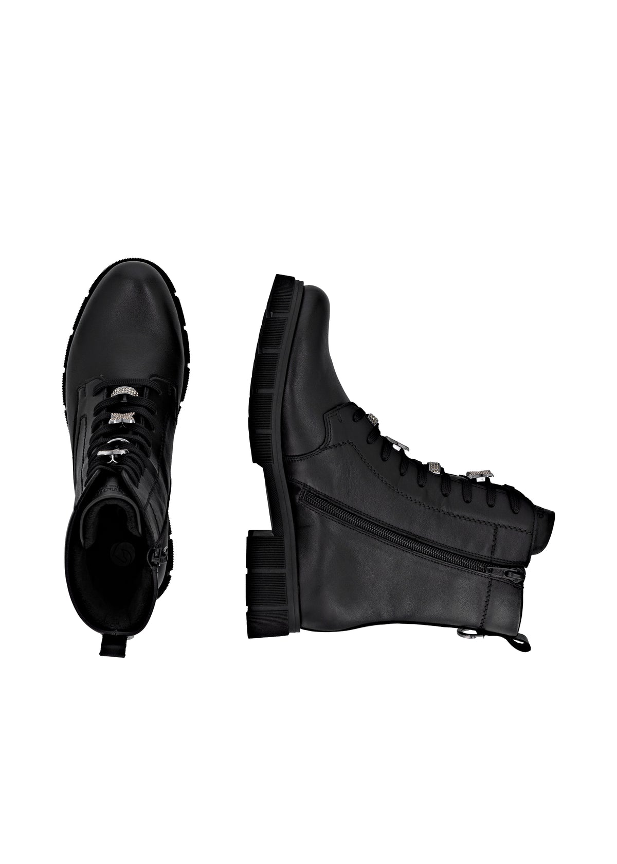 Maiharit - musta nahka, timanttikoristeet nauhoissa, Remonte-TEX