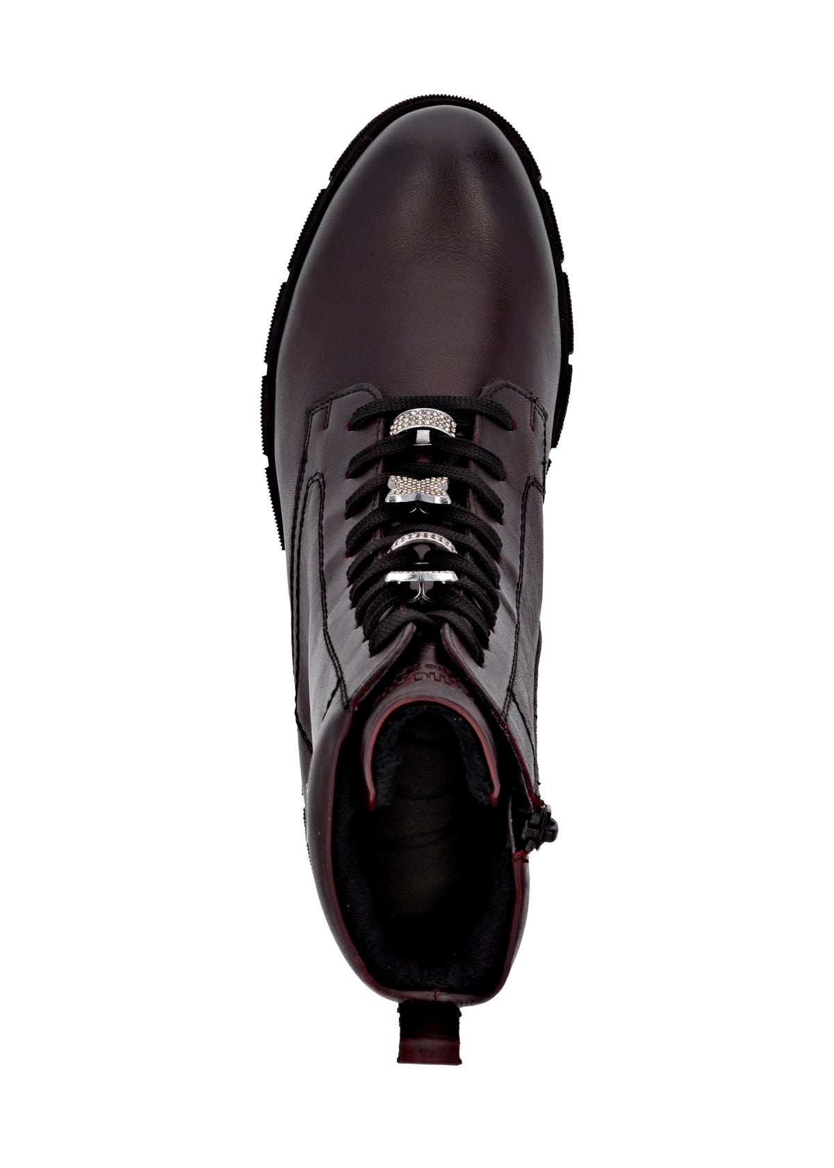 Maiharit - tummanpunainen nahka, timanttikoristeet nauhoissa, Remonte-TEX