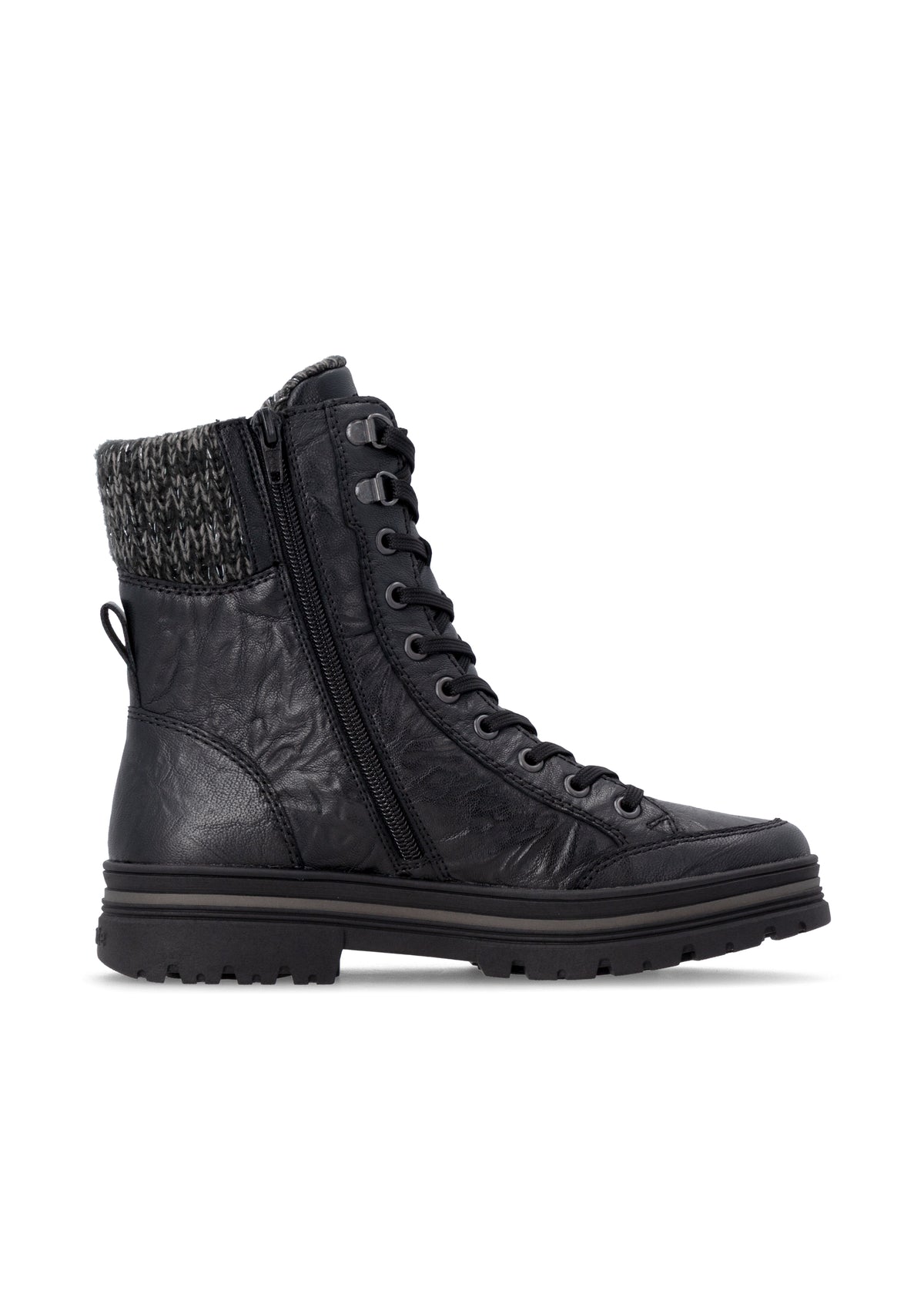 Winter shoes with a grip sole - black leather, Remonte-TEX
