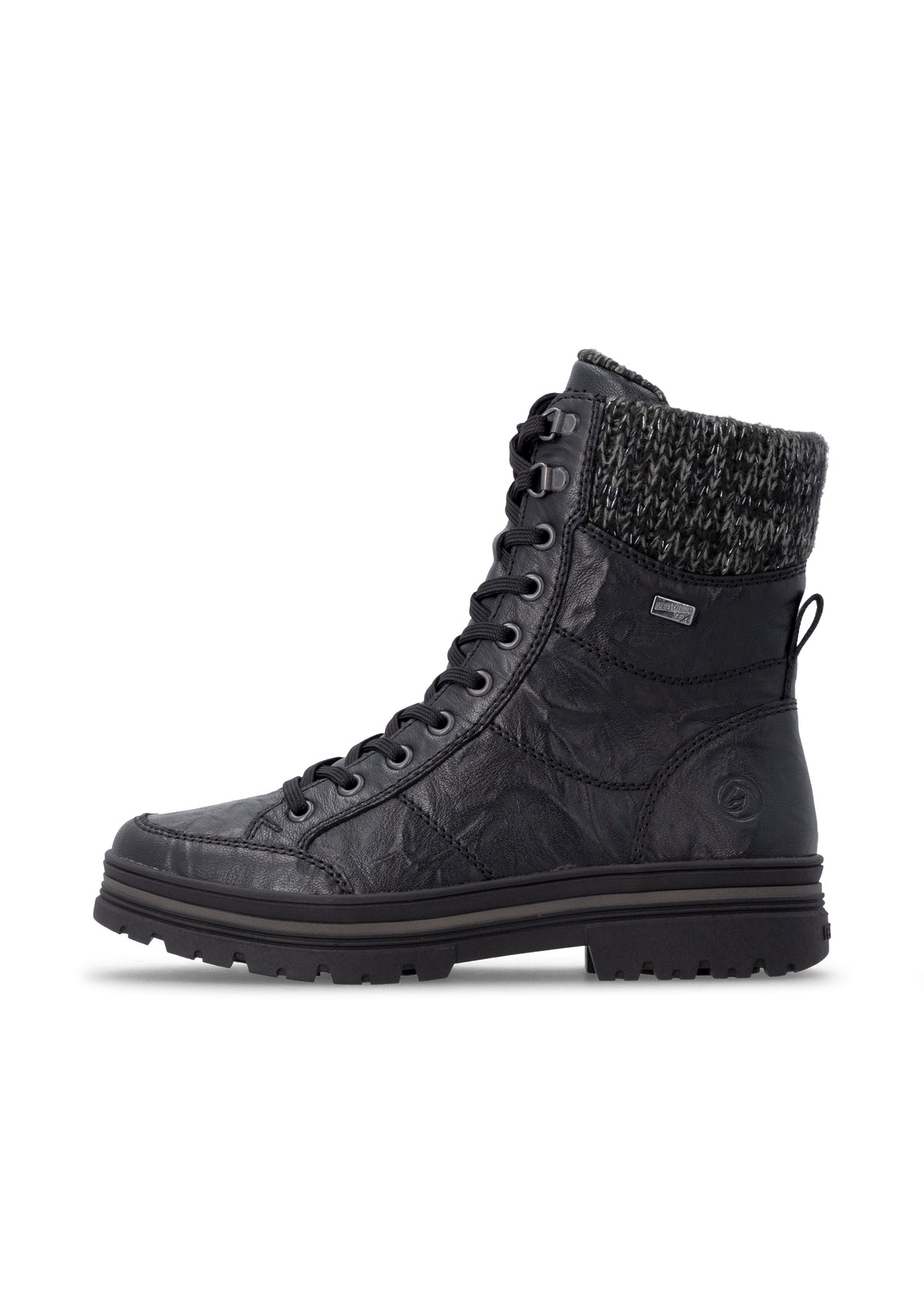 Winter shoes with a grip sole - black leather, Remonte-TEX