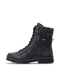 Winter shoes with a grip sole - black leather, Remonte-TEX