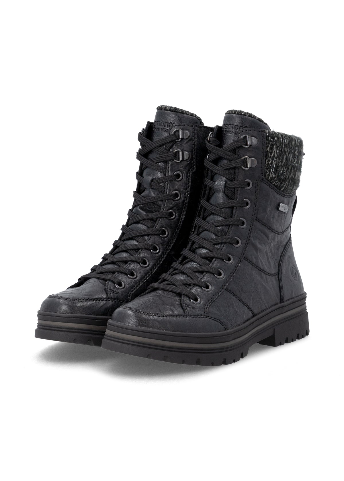 Winter shoes with a grip sole - black leather, Remonte-TEX