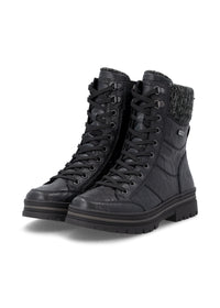 Winter shoes with a grip sole - black leather, Remonte-TEX