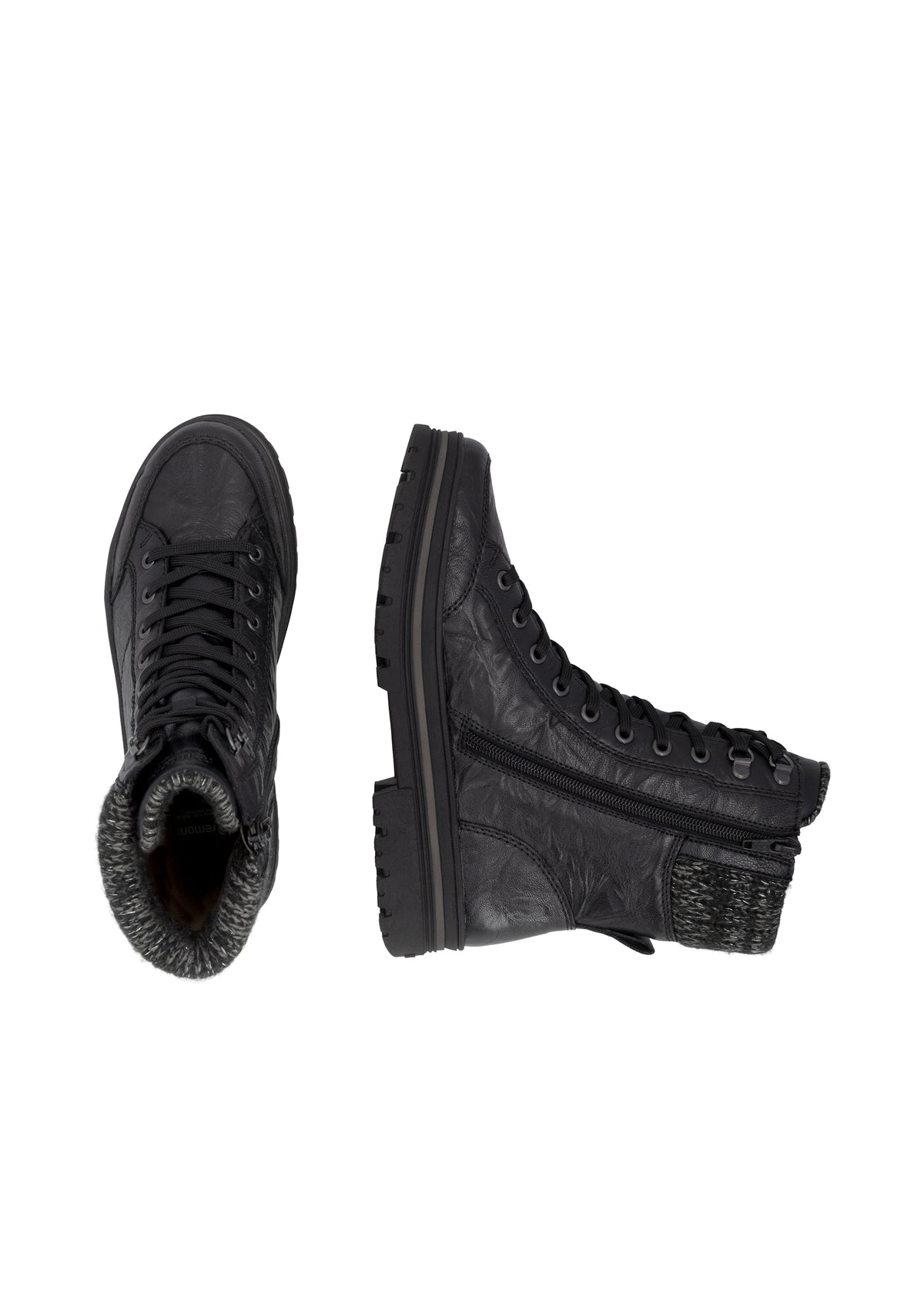 Winter shoes with a grip sole - black leather, Remonte-TEX