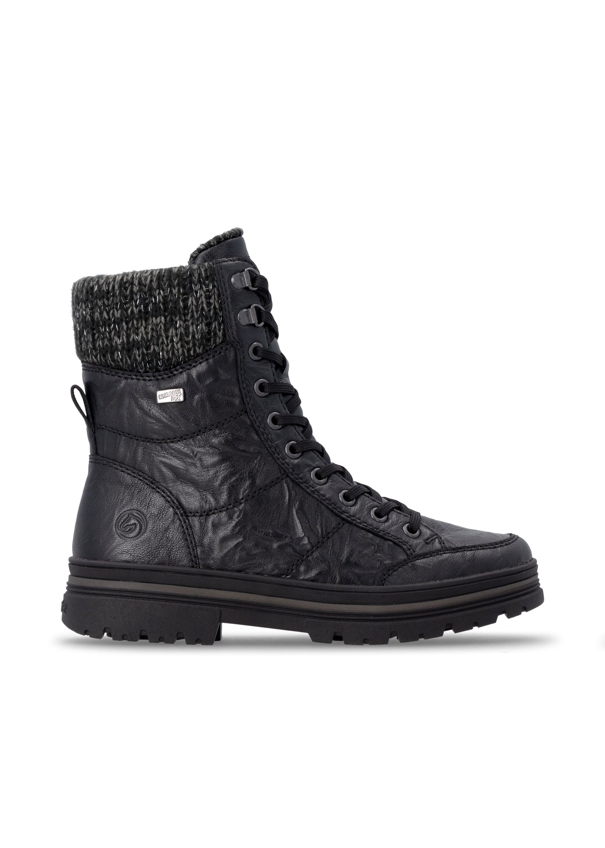 Winter shoes with a grip sole - black leather, Remonte-TEX
