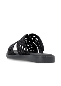 Low lace-up slip-ons - sparkling black