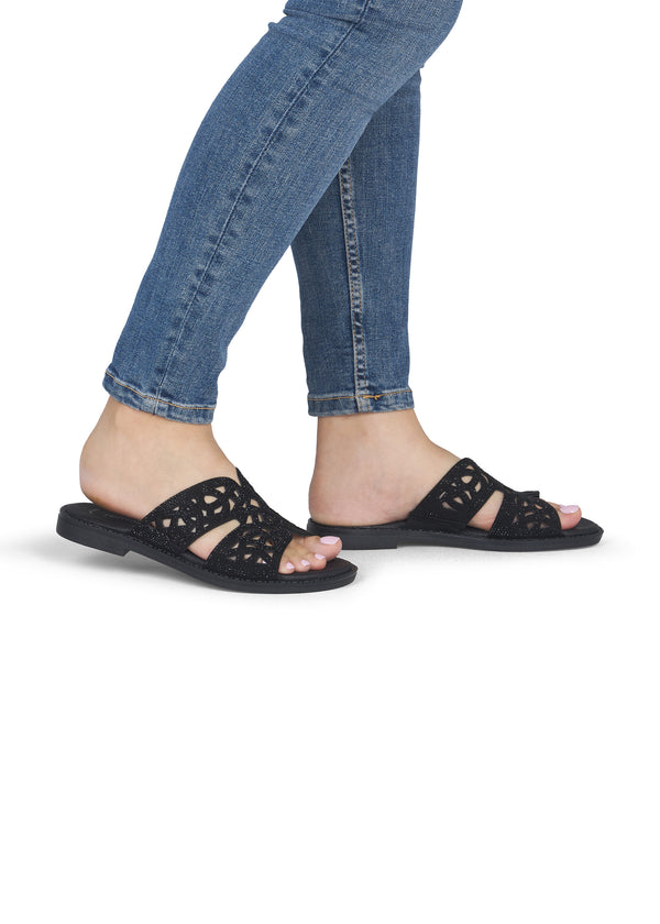 Low lace-up slip-ons - sparkling black