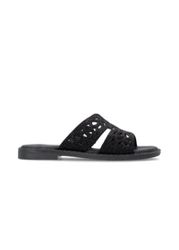 Low lace-up slip-ons - sparkling black