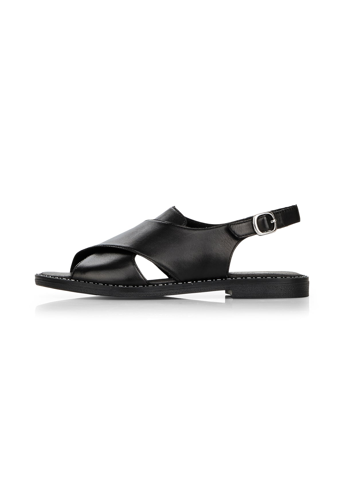 Low sandals with wide straps - black