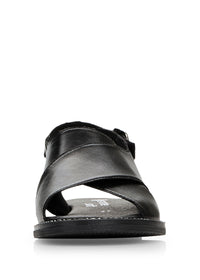 Low sandals with wide straps - black