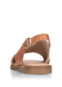 Low sandals with wide straps - brown