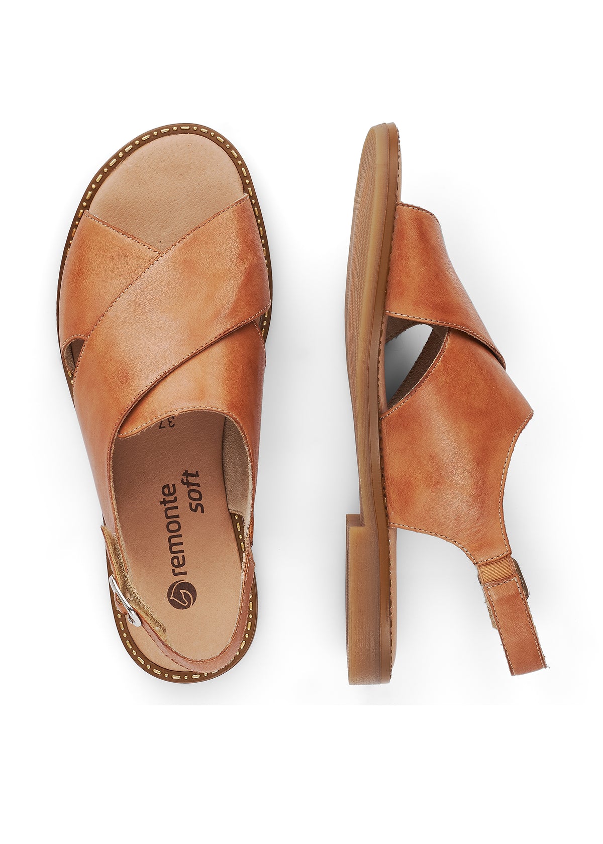 Low sandals with wide straps - brown
