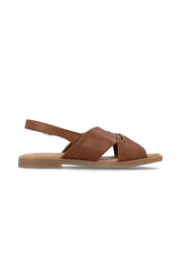 Matalat sandaalit leveillä remmeillä - ruskea nahka