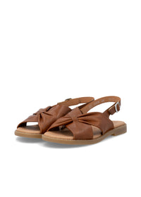 Matalat sandaalit leveillä remmeillä - ruskea nahka