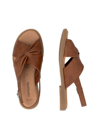 Matalat sandaalit leveillä remmeillä - ruskea nahka