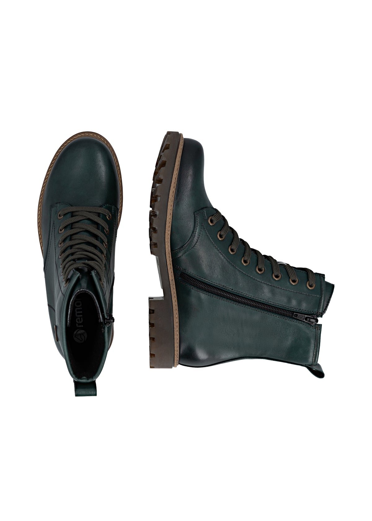 Nauhalliset nilkkurit - oliivinvihreä nahka, Remonte-TEX