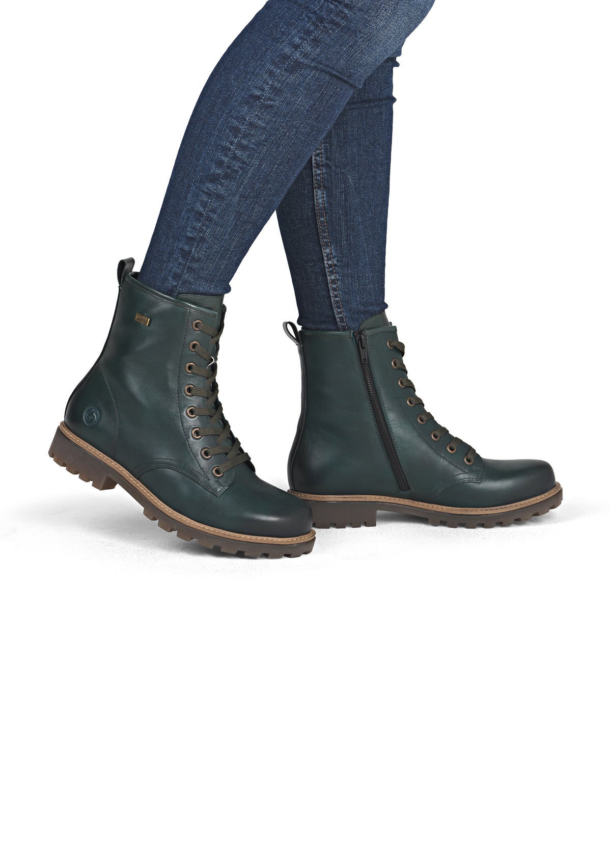 Nauhalliset nilkkurit - oliivinvihreä nahka, Remonte-TEX