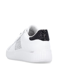 Sneakers with butterfly decoration - white leather, silver and black details