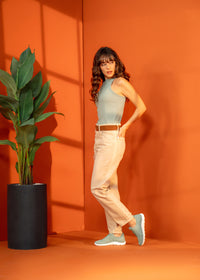 Tygsneakers med elastiska snören - grön