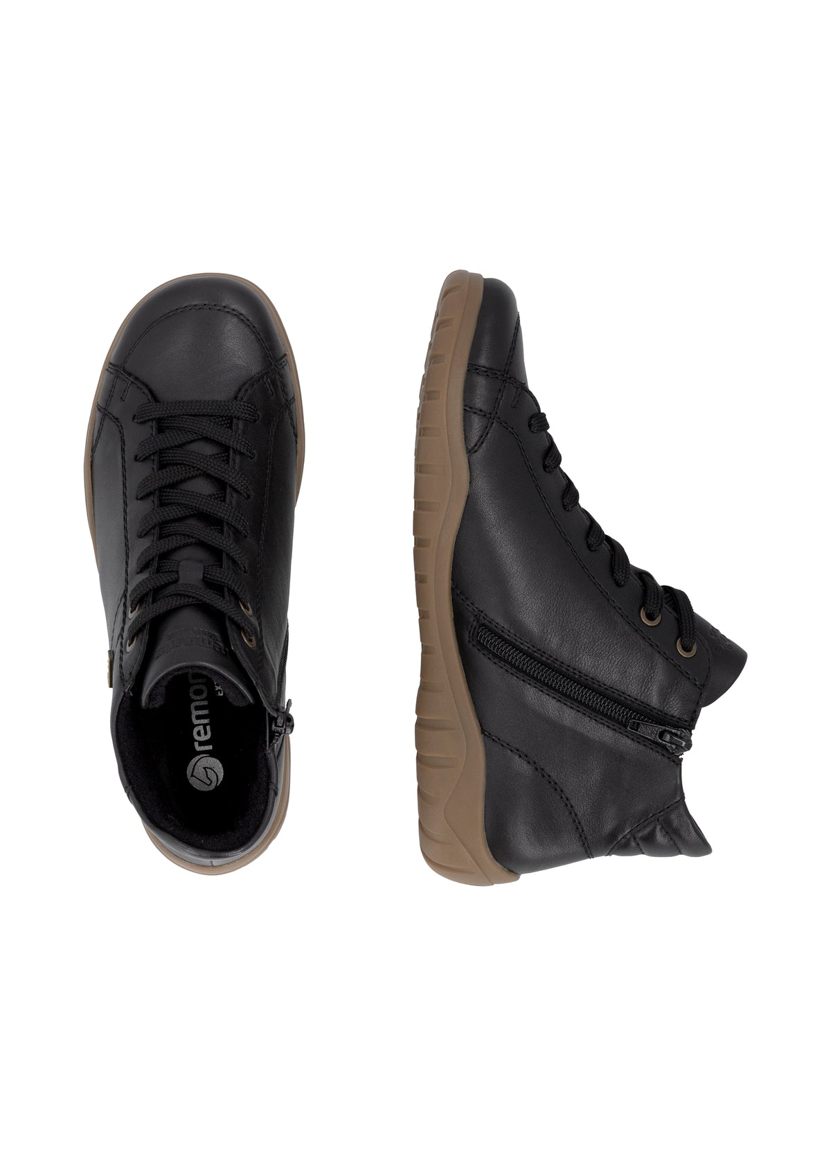 Ankelboots med låg skaft - svart läder, Remonte-TEX