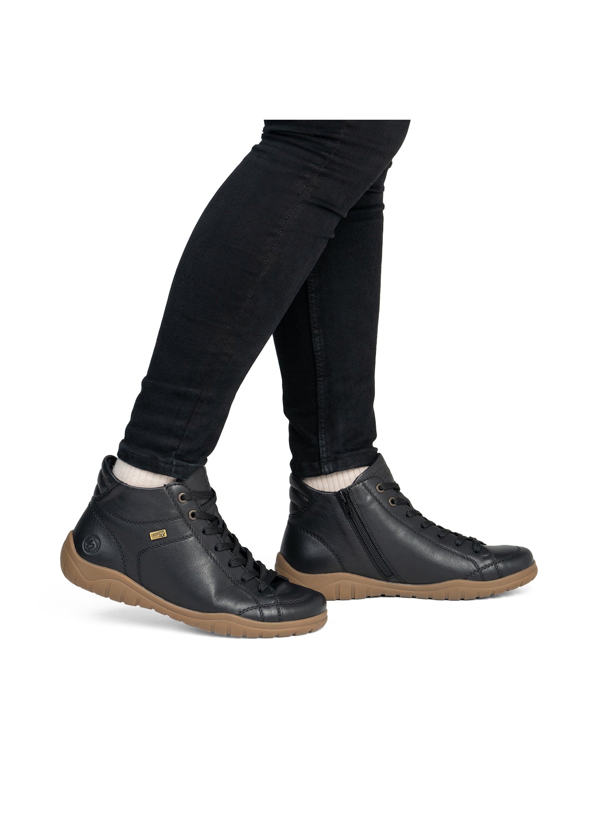 Ankelboots med låg skaft - svart läder, Remonte-TEX