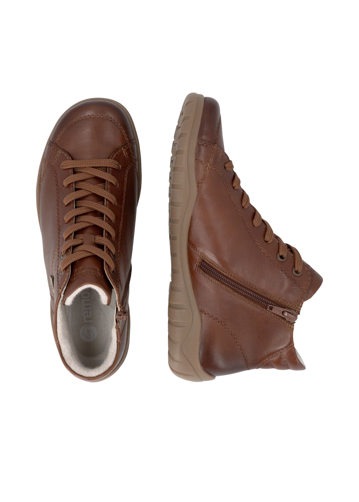Ankelboots med låg skaft - brun läder, Remonte-TEX