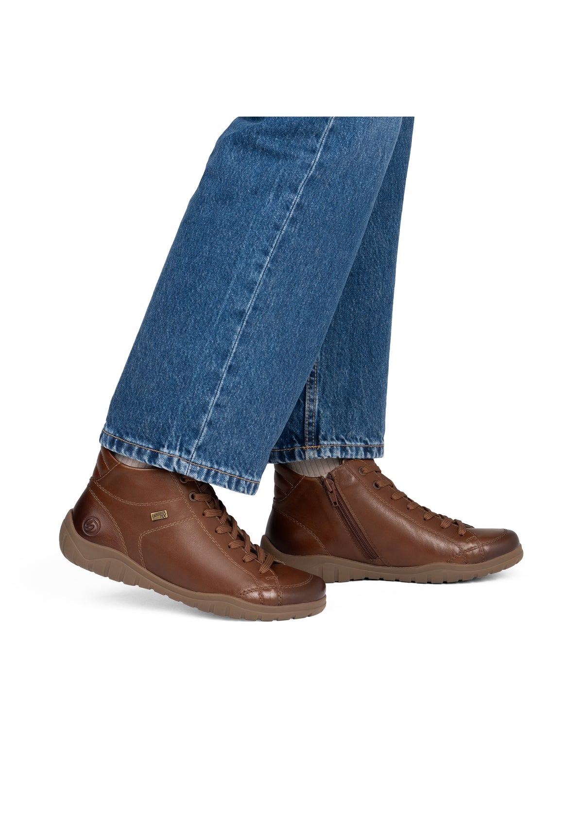 Ankelboots med låg skaft - brun läder, Remonte-TEX