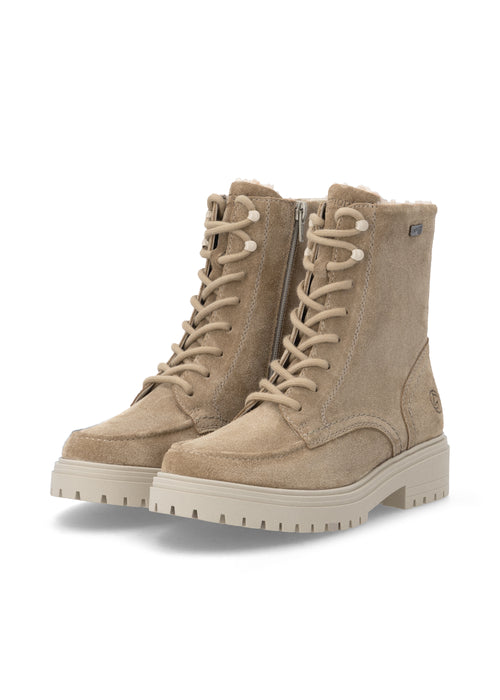 Nauhalliset talvinilkkurit kitkapohjalla - beige nahka, Remonte-TEX