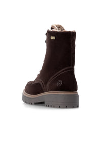 Snörstövletter med halkfri sula - mörkbrunt läder, Remonte-TEX